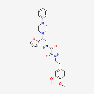 molecular formula C28H34N4O5 B2419737 N1-(3,4-dimethoxyphenethyl)-N2-(2-(furan-2-yl)-2-(4-phenylpiperazin-1-yl)ethyl)oxalamide CAS No. 877631-43-1