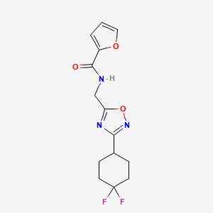 molecular formula C14H15F2N3O3 B2419757 N-((3-(4,4-difluorocyclohexyl)-1,2,4-oxadiazol-5-yl)methyl)furan-2-carboxamide CAS No. 2034517-95-6
