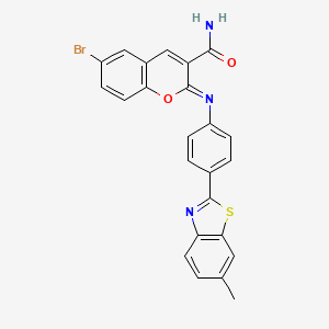 (2Z)-6-bromo-2-{[4-(6-methyl-1,3-benzothiazol-2-yl)phenyl]imino}-2H-chromene-3-carboxamide
