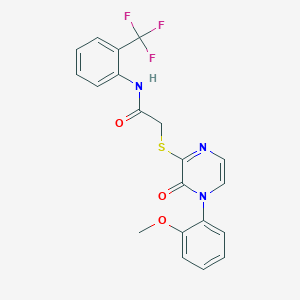 2-((4-(2-methoxyphenyl)-3-oxo-3,4-dihydropyrazin-2-yl)thio)-N-(2-(trifluoromethyl)phenyl)acetamide