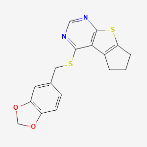 4-((benzo[d][1,3]dioxol-5-ylmethyl)thio)-6,7-dihydro-5H-cyclopenta[4,5]thieno[2,3-d]pyrimidine