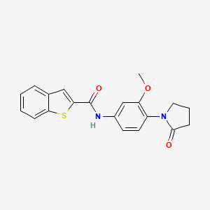 molecular formula C20H18N2O3S B2419866 N-[3-methoxy-4-(2-oxopyrrolidin-1-yl)phenyl]-1-benzothiophene-2-carboxamide CAS No. 1325545-24-1