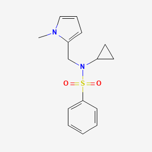 molecular formula C15H18N2O2S B2419880 N-cyclopropyl-N-((1-methyl-1H-pyrrol-2-yl)methyl)benzenesulfonamide CAS No. 1286719-65-0