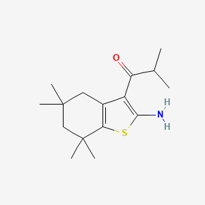 1-(2-Amino-5,5,7,7-tetramethyl-4,5,6,7-tetrahydro-1-benzothiophen-3-yl)-2-methylpropan-1-one