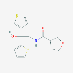 molecular formula C15H17NO3S2 B2419900 N-(2-hydroxy-2-(thiophen-2-yl)-2-(thiophen-3-yl)ethyl)tetrahydrofuran-3-carboxamide CAS No. 2097917-00-3