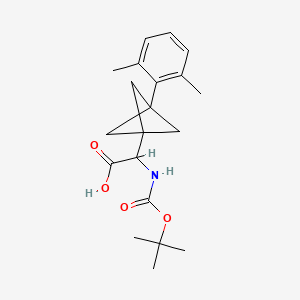 molecular formula C20H27NO4 B2419907 2-[3-(2,6-Dimethylphenyl)-1-bicyclo[1.1.1]pentanyl]-2-[(2-methylpropan-2-yl)oxycarbonylamino]acetic acid CAS No. 2287267-20-1
