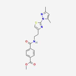 molecular formula C19H20N4O3S B2419915 methyl 4-((2-(2-(3,5-dimethyl-1H-pyrazol-1-yl)thiazol-4-yl)ethyl)carbamoyl)benzoate CAS No. 1421493-19-7