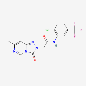 molecular formula C17H15ClF3N5O2 B2419930 N-(2-chloro-5-(trifluoromethyl)phenyl)-2-(5,7,8-trimethyl-3-oxo-[1,2,4]triazolo[4,3-c]pyrimidin-2(3H)-yl)acetamide CAS No. 1428356-32-4