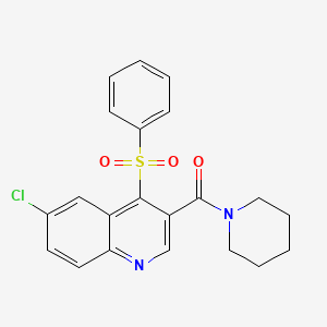 molecular formula C21H19ClN2O3S B2419972 4-(BENZENESULFONYL)-6-CHLORO-3-(PIPERIDINE-1-CARBONYL)QUINOLINE CAS No. 1111051-48-9