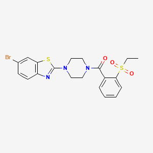 molecular formula C20H20BrN3O3S2 B2419984 (4-(6-Bromobenzo[d]thiazol-2-yl)piperazin-1-yl)(2-(ethylsulfonyl)phenyl)methanone CAS No. 886933-87-5
