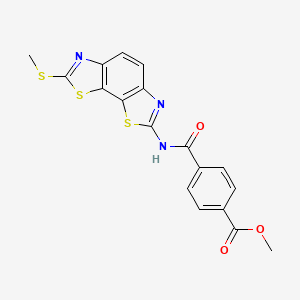 molecular formula C18H13N3O3S3 B2420005 methyl 4-{[11-(methylsulfanyl)-3,12-dithia-5,10-diazatricyclo[7.3.0.0^{2,6}]dodeca-1(9),2(6),4,7,10-pentaen-4-yl]carbamoyl}benzoate CAS No. 361173-21-9