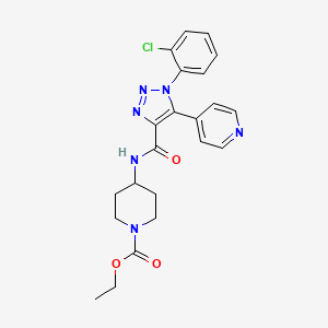 molecular formula C22H23ClN6O3 B2420015 ethyl 4-[1-(2-chlorophenyl)-5-(pyridin-4-yl)-1H-1,2,3-triazole-4-amido]piperidine-1-carboxylate CAS No. 1207017-48-8
