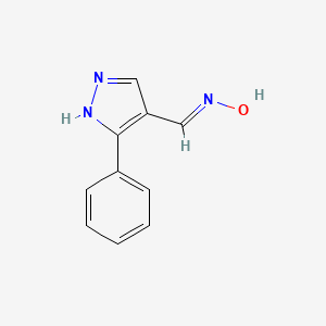 molecular formula C10H9N3O B2420016 3-phenyl-1H-pyrazole-4-carbaldehyde oxime CAS No. 477710-86-4