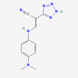 molecular formula C12H13N7 B2420019 (E)-3-[4-(dimethylamino)anilino]-2-(1H-1,2,3,4-tetraazol-5-yl)-2-propenenitrile CAS No. 946386-76-1