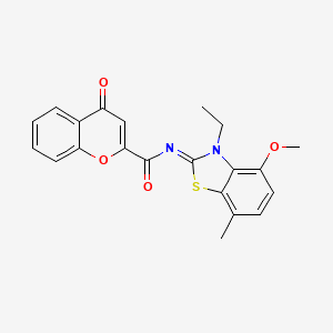 N-(3-ethyl-4-methoxy-7-methyl-1,3-benzothiazol-2-ylidene)-4-oxochromene-2-carboxamide