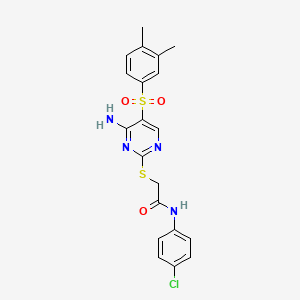 2-[4-amino-5-(3,4-dimethylphenyl)sulfonylpyrimidin-2-yl]sulfanyl-N-(4-chlorophenyl)acetamide