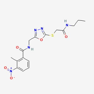 2-methyl-3-nitro-N-((5-((2-oxo-2-(propylamino)ethyl)thio)-1,3,4-oxadiazol-2-yl)methyl)benzamide