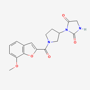 molecular formula C17H17N3O5 B2420090 3-[1-(7-methoxy-1-benzofuran-2-carbonyl)pyrrolidin-3-yl]imidazolidine-2,4-dione CAS No. 2034311-64-1