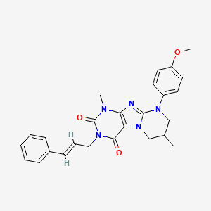 3-cinnamyl-9-(4-methoxyphenyl)-1,7-dimethyl-6,7,8,9-tetrahydropyrimido[2,1-f]purine-2,4(1H,3H)-dione
