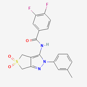molecular formula C19H15F2N3O3S B2420099 3,4-difluoro-N-[2-(3-methylphenyl)-5,5-dioxo-2H,4H,6H-5lambda6-thieno[3,4-c]pyrazol-3-yl]benzamide CAS No. 893943-67-4