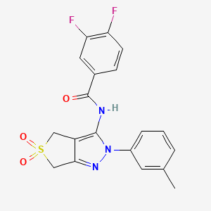 3,4-difluoro-N-[2-(3-methylphenyl)-5,5-dioxo-4,6-dihydrothieno[3,4-c]pyrazol-3-yl]benzamide