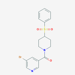 molecular formula C17H17BrN2O3S B2420118 (5-Bromopyridin-3-yl)(4-(phenylsulfonyl)piperidin-1-yl)methanone CAS No. 1448033-49-5