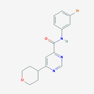 molecular formula C16H16BrN3O2 B2420119 N-(3-Bromophenyl)-6-(oxan-4-yl)pyrimidine-4-carboxamide CAS No. 2415628-42-9
