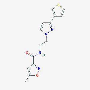 molecular formula C14H14N4O2S B2420121 5-methyl-N-(2-(3-(thiophen-3-yl)-1H-pyrazol-1-yl)ethyl)isoxazole-3-carboxamide CAS No. 2034282-84-1