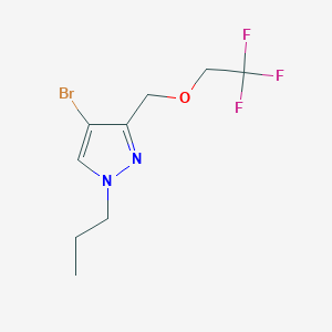molecular formula C9H12BrF3N2O B2420124 4-bromo-1-propyl-3-[(2,2,2-trifluoroethoxy)methyl]-1H-pyrazole CAS No. 1856020-52-4