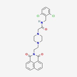molecular formula C27H26Cl2N4O3 B2420132 N-(2,6-dichlorobenzyl)-2-(4-(2-(1,3-dioxo-1H-benzo[de]isoquinolin-2(3H)-yl)ethyl)piperazin-1-yl)acetamide CAS No. 2034361-90-3