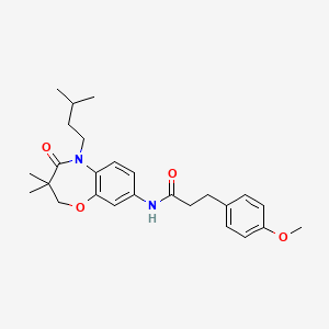 molecular formula C26H34N2O4 B2420136 N-(5-isopentyl-3,3-dimethyl-4-oxo-2,3,4,5-tetrahydrobenzo[b][1,4]oxazepin-8-yl)-3-(4-methoxyphenyl)propanamide CAS No. 921585-33-3