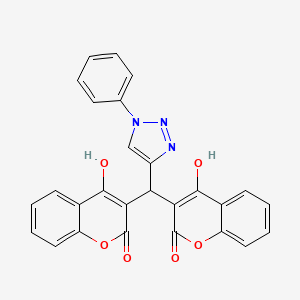 molecular formula C27H17N3O6 B2420147 3,3'-((1-Phenyl-1h-1,2,3-triazol-4-yl)methylene)bis(4-hydroxy-2h-chromen-2-one) CAS No. 2239318-38-6