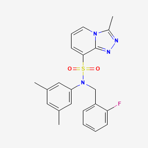molecular formula C22H21FN4O2S B2420151 N-(3,5-dimethylphenyl)-N-[(2-fluorophenyl)methyl]-3-methyl-[1,2,4]triazolo[4,3-a]pyridine-8-sulfonamide CAS No. 1251672-10-2