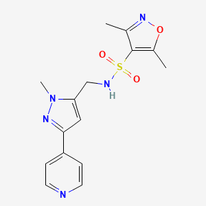 3,5-Dimethyl-N-[(2-methyl-5-pyridin-4-ylpyrazol-3-yl)methyl]-1,2-oxazole-4-sulfonamide