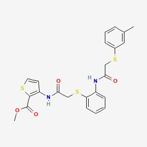 Methyl 3-[(2-{[2-({2-[(3-methylphenyl)sulfanyl]acetyl}amino)phenyl]sulfanyl}acetyl)amino]-2-thiophenecarboxylate