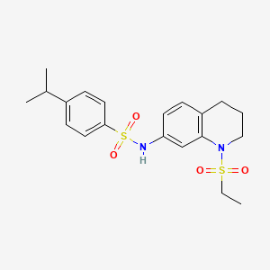molecular formula C20H26N2O4S2 B2420171 N-[1-(ethanesulfonyl)-1,2,3,4-tetrahydroquinolin-7-yl]-4-(propan-2-yl)benzene-1-sulfonamide CAS No. 946327-48-6