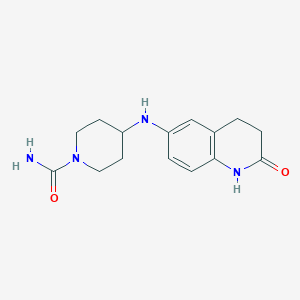 molecular formula C15H20N4O2 B2420179 4-[(2-Oxo-1,2,3,4-tetrahydroquinolin-6-yl)amino]piperidine-1-carboxamide CAS No. 1157187-62-6