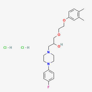 molecular formula C23H33Cl2FN2O3 B2420187 1-(2-(3,4-Dimethylphenoxy)ethoxy)-3-(4-(4-fluorophenyl)piperazin-1-yl)propan-2-ol dihydrochloride CAS No. 1216382-32-9