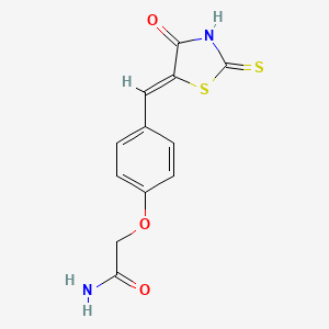 molecular formula C12H10N2O3S2 B2420196 2-{4-[(E)-(2-mercapto-4-oxo-1,3-thiazol-5(4H)-ylidene)methyl]phenoxy}acetamide CAS No. 359596-38-6