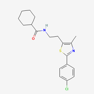 molecular formula C19H23ClN2OS B2420226 N-(2-(2-(4-chlorophenyl)-4-methylthiazol-5-yl)ethyl)cyclohexanecarboxamide CAS No. 946250-44-8