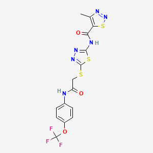 4-methyl-N-(5-((2-oxo-2-((4-(trifluoromethoxy)phenyl)amino)ethyl)thio)-1,3,4-thiadiazol-2-yl)-1,2,3-thiadiazole-5-carboxamide