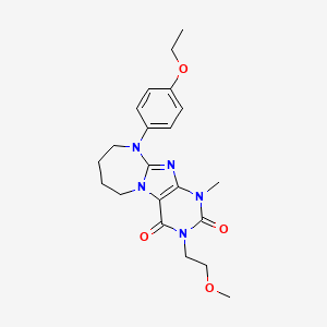 molecular formula C21H27N5O4 B2420237 10-(4-Ethoxyphenyl)-3-(2-methoxyethyl)-1-methyl-6,7,8,9-tetrahydropurino[7,8-a][1,3]diazepine-2,4-dione CAS No. 878735-11-6