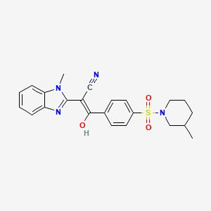 molecular formula C23H24N4O3S B2420242 (E)-2-(1-甲基-1H-苯并[d]咪唑-2(3H)-亚甲基)-3-(4-((3-甲基哌啶-1-基)磺酰基)苯基)-3-氧代丙腈 CAS No. 683792-22-5