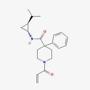4-Phenyl-N-[(1R,2S)-2-propan-2-ylcyclopropyl]-1-prop-2-enoylpiperidine-4-carboxamide