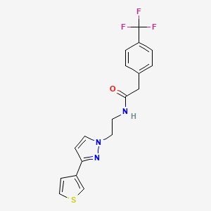 molecular formula C18H16F3N3OS B2420272 N-(2-(3-(thiophen-3-yl)-1H-pyrazol-1-yl)ethyl)-2-(4-(trifluoromethyl)phenyl)acetamide CAS No. 2034283-04-8
