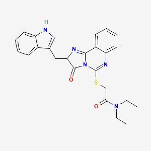 molecular formula C25H25N5O2S B2420277 N,N-diethyl-2-({2-[(1H-indol-3-yl)methyl]-3-oxo-2H,3H-imidazo[1,2-c]quinazolin-5-yl}sulfanyl)acetamide CAS No. 957400-92-9