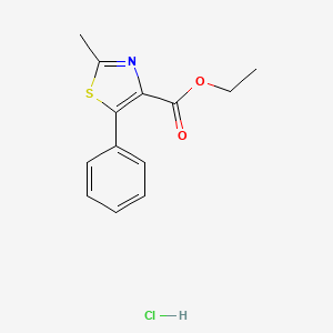 molecular formula C13H14ClNO2S B2420286 Ethyl 2-methyl-5-phenyl-1,3-thiazole-4-carboxylate hydrochloride CAS No. 1986845-98-0