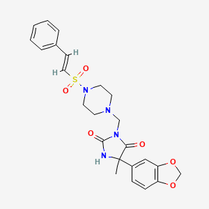 5-(1,3-benzodioxol-5-yl)-5-methyl-3-[[4-[(E)-2-phenylethenyl]sulfonylpiperazin-1-yl]methyl]imidazolidine-2,4-dione