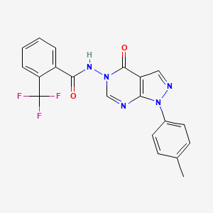 molecular formula C20H14F3N5O2 B2420361 N-(4-oxo-1-(p-tolyl)-1H-pyrazolo[3,4-d]pyrimidin-5(4H)-yl)-2-(trifluoromethyl)benzamide CAS No. 900008-08-4