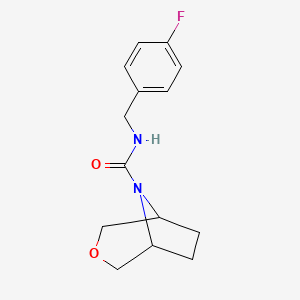 molecular formula C14H17FN2O2 B2420372 N-[(4-fluorophenyl)methyl]-3-oxa-8-azabicyclo[3.2.1]octane-8-carboxamide CAS No. 1396765-33-5